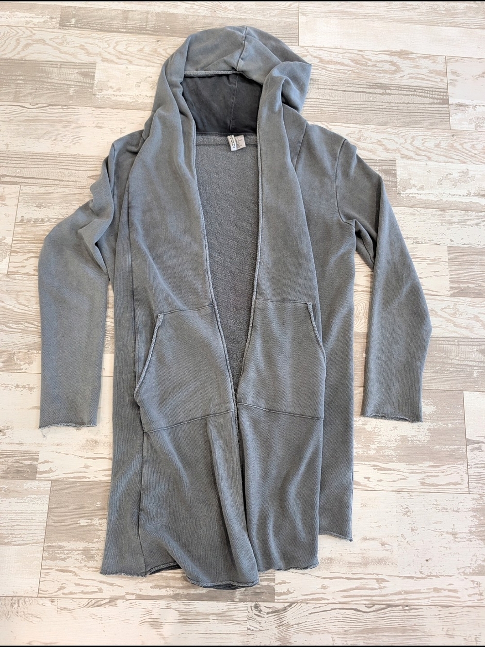 Hooded Open-Front Long Cardigan